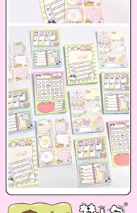 Lindo set de blocs de notas estéticos de dibujos animados para planificación diaria.