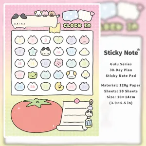 Notas Adhesivas Lindas de Animales de Dibujos Animados Bloc de Notas Plan Diario Papelería de Estudiante