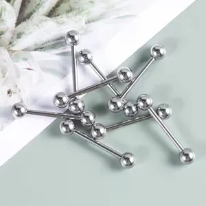 Edelstahl Barbell Piercing Schmuck Set, minimalistische Kugel Ohr und Zungen-Piercings.
