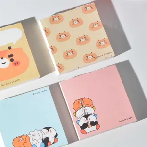 Close-up of cute cartoon sticky notes, perfect for journal decoration and daily memo writing.