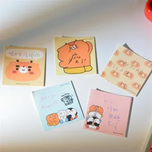Cute sticky notes for journal decoration, writable memo pads with lovely cartoon bear design.