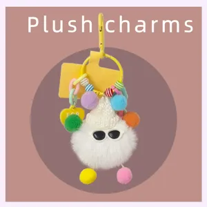 Mignon Pendentif Poupée en Peluche Porte-clés Cartoon Elfe Charme de Sac Avec Lunettes de Soleil Chapeau en Tricot Chaîne Accessoires de Mode