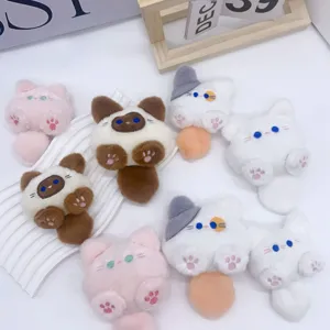 Mignon chat en peluche porte-clef poupée moelleux pendentif kawaii animal dessin animé sac charme