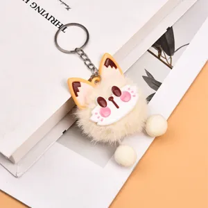 Cute plush fox keychain, soft stuffed animal key ring for school bag and backpack.