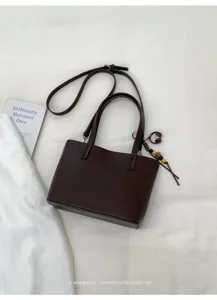 Dark brown minimalist tote bag women fashion shoulder bag retro casual crossbody bag