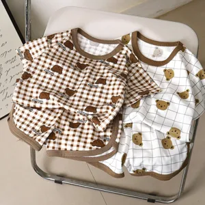 Kids summer short sleeve shorts pajama set cartoon bear cute toddler loungewear casual suit