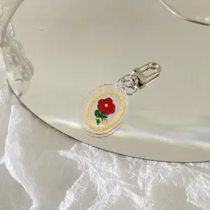 Ins Style Tulip Flower Acrylic Keychain Cute Fashion Keyring Bag Pendant Accessory for Women