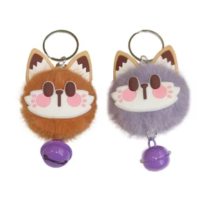 Portachiavi con pon pon in peluche soffice e campanello, ciondolo animale per borsa e chiavi.