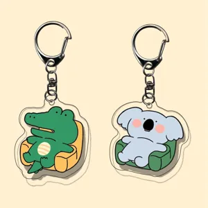 Double Sided Transparent Acrylic Cartoon Animal Keychain Cute Student School Bag Pendant Fashion Jewelry Gift