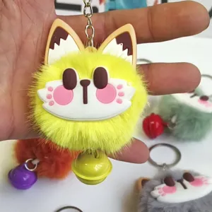 Portachiavi in peluche soffice animale carino con campanello per borsa e zaino