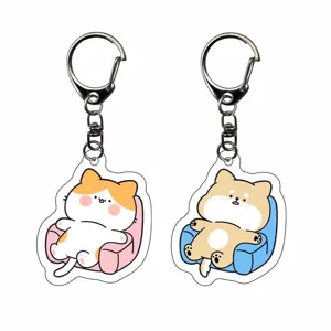 Cute cartoon animal acrylic keychain double sided transparent bag pendant student accessory