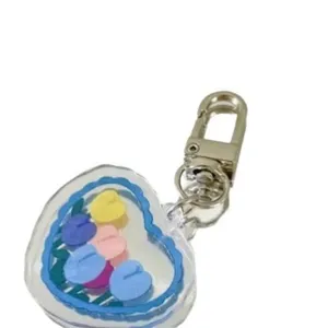 Korean ins tulip flower heart keychain cute trendy acrylic pendant bag accessory key ring.