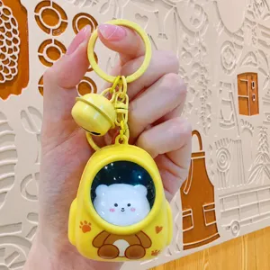 Lindo oso mochila luz nocturna llavero colgante de bolso luminoso regalo creativo anillo