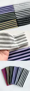 Detailed view of retro striped wide stretch headband fabric texture and multi-color options.