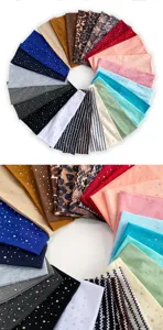 Rhinestone wide elastic headband detail view, sparkling crystal hair accessory for women.