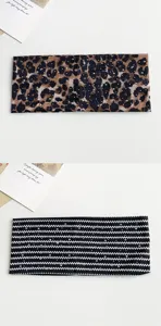 Wide elastic rhinestone headband set, leopard and striped hair accessories for women and girls.