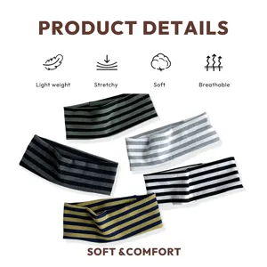 Vintage striped wide headband for women, stretchy soft breathable athletic hair band.