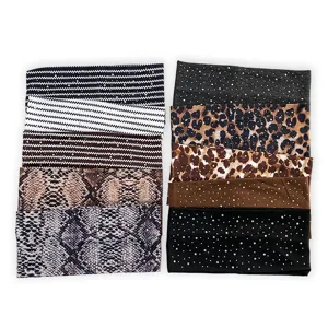 Women fashion wide elastic hair bands set with rhinestones, leopard and snake print styles.