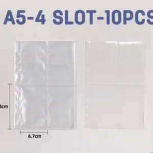 A5 transparents 4 poches classeur poches 10 pcs recharge feuilles mobiles photo stockage étuis