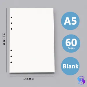 A5 papier de recharge a 6 trous feuilles mobiles bloc-notes blanc papeterie article