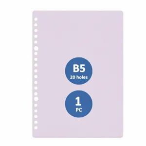 Detail de couverture de classeur a anneaux PP transparent format B5, papeterie robuste.