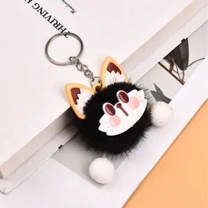 Plush cat keychain cute fluffy animal bag charm keyring pendant fluffy toy accessory for keys