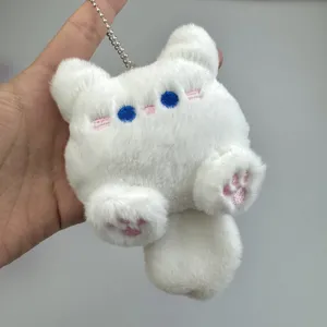 Mignon chat blanc pelucheux porte-clés peluche animal pendentif sac sac à dos charme cadeau