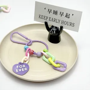 Porte-clés chaîne en plastique coloré joli pendentif perlé pour sac à main accessoire mignon
