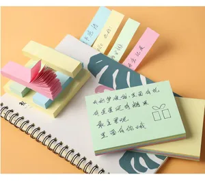 Primer plano detallado de notas adhesivas coloridas con notas manuscritas muy lindas.