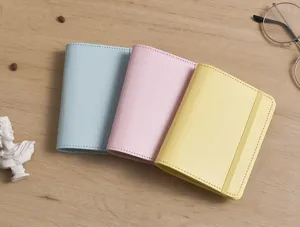 Mini carnet à feuilles mobiles en cuir PU, agenda de poche portable avec élastique, pastel.