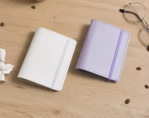 Mini carnet de poche A8 en cuir avec bande elastique, agenda portable de details photo