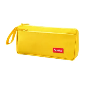 Astuccio per matite giallo in tela con manico, grande borsa di cancelleria per la scuola.