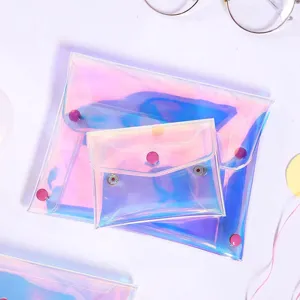 Ensemble porte-cartes et porte-monnaie en PVC transparent holographique pour femmes.