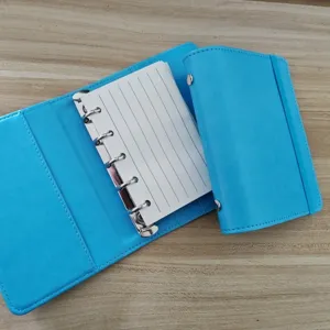 Mini carnet de notes relie en cuir bleu A8 M5 agenda de poche portable bloc-notes