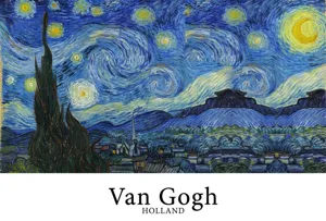 Creative Van Gogh starry night notebook, portable faux leather journal with ribbon closure.