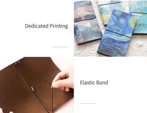 Van Gogh classic art leather notebook with elastic band, portable daily diary and journal.