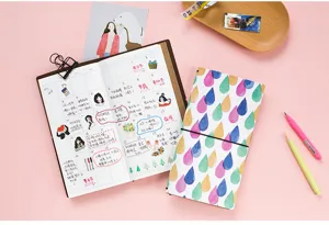 Creative portable planner notebook with classic ribbon closure and stylish soft leather cover.