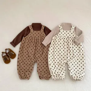 Simpatico set autunnale neonato salopette a pois maglia manica lunga abbigliamento