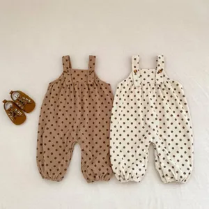 Adorabile tuta neonato velluto coste pois bretelle salopette autunno bambini vestiti