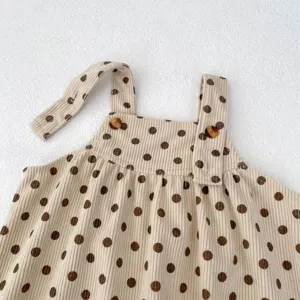 Graziosa salopetta neonato in velluto a coste pois bimbo pantaloni bretelle autunno chic