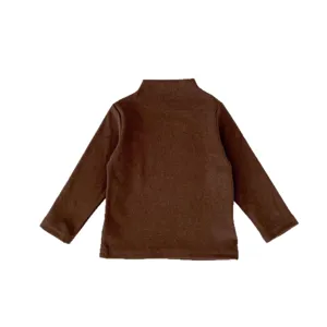 Maglietta marrone per bambini a maniche lunghe con collo a lupetto per autunno inverno caldo