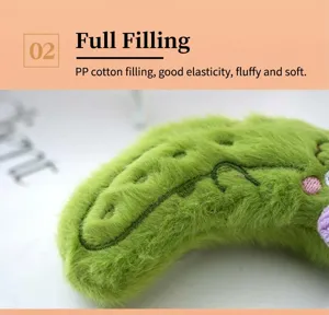 Close-up detail of the cute green plush toy vegetable pendant, soft texture and fluffy filling.