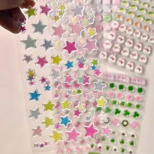 Adesivi stelle 3D trasparenti per diario, simpatici adesivi decorativi per cover telefono DIY.