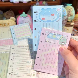 Cute A7 M5 loose-leaf planner refills set with daily weekly plans, memo and to do list designs.