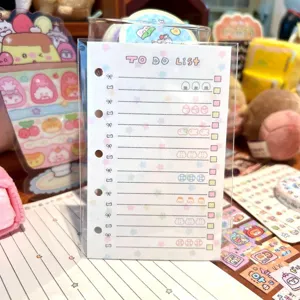 Cute A7 loose-leaf planner insert refill, cute cartoon To Do List daily schedule memo pad.