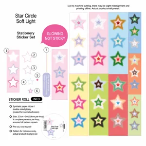 Cute star pattern sticker roll for journaling DIY, colorful decorative tape for planner crafts.