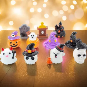 Halloween miniature resin ornaments spooky ghost pumpkin skull desktop decor props set
