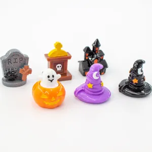 Halloween miniature resin ornaments set pumpkin ghost tombstone witch hat spooky decor desktop