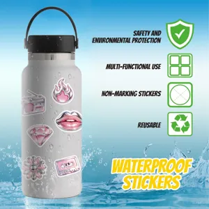 Y2K pink metallic graffiti stickers waterproof cute aesthetic decals for water bottles cup