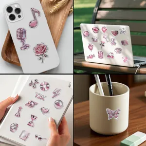 Y2K pink metallic graffiti stickers aesthetic DIY waterproof decal for phone laptop cup